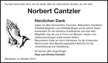 Traueranzeige von Norbert Cantzler von Echo-Zeitungen (Gesamtausgabe)