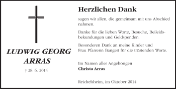 Traueranzeige von Ludwig Georg Arras von Odenwälder Echo