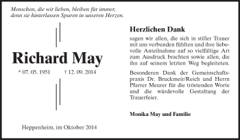 Traueranzeige von Richard May von Starkenburger Echo
