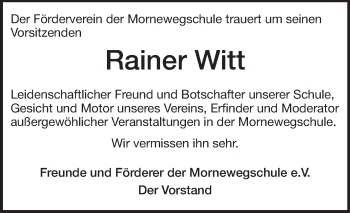Traueranzeige von Rainer Witt von Echo-Zeitungen (Gesamtausgabe)