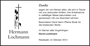 Traueranzeige von Hermann Lochmann von Rüsselsheimer Echo, Groß-Gerauer-Echo, Ried Echo