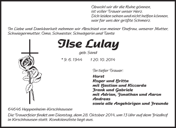 Traueranzeige von Ise Lulay von Starkenburger Echo