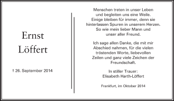 Traueranzeige von Ernst Löffert von Echo-Zeitungen (Gesamtausgabe)