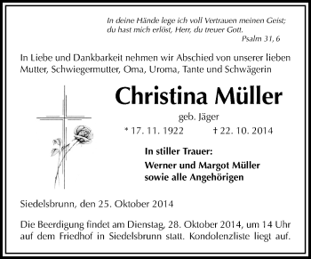Traueranzeige von Christina Müller von Starkenburger Echo