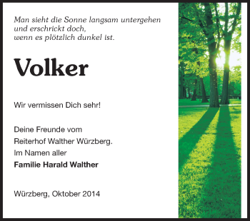 Traueranzeige von Volker  von Odenwälder Echo