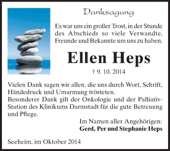 Traueranzeige von Ellen Heps von Echo-Zeitungen (Gesamtausgabe)