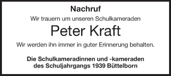 Traueranzeige von Peter Kraft von Rüsselsheimer Echo, Groß-Gerauer-Echo, Ried Echo