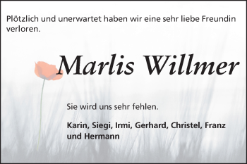 Traueranzeige von Marlis Willmer von Echo-Zeitungen (Gesamtausgabe)