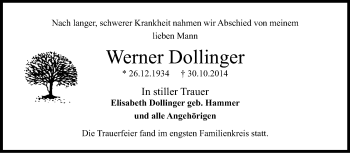 Traueranzeige von Werner Dollinger von Echo-Zeitungen (Gesamtausgabe)