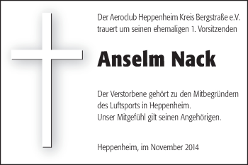 Traueranzeige von Anselm Nack von Starkenburger Echo