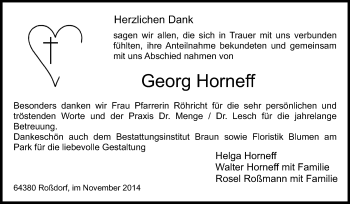 Traueranzeige von Georg Horneff von Echo-Zeitungen (Gesamtausgabe)