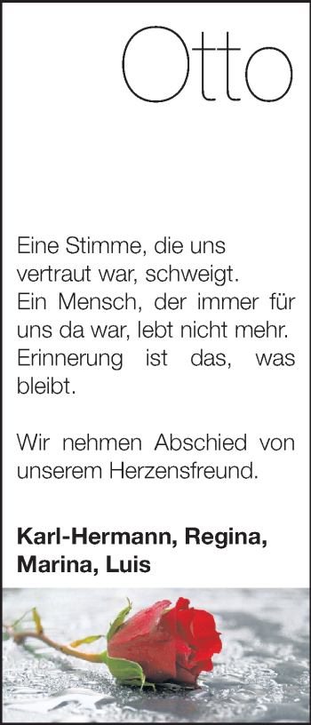 Traueranzeige von Otto  von Echo-Zeitungen (Gesamtausgabe)