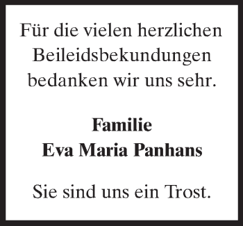 Traueranzeige von Familie Panhans von Darmstädter Echo, Odenwälder Echo, Rüsselsheimer Echo, Groß-Gerauer-Echo, Ried Echo