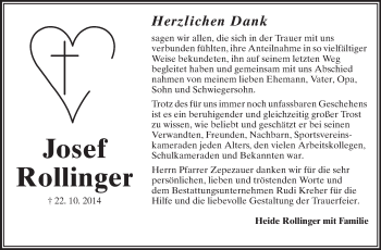 Traueranzeige von Josef Rollinger von Echo-Zeitungen (Gesamtausgabe)