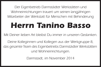 Traueranzeige von Tanino Bass von Echo-Zeitungen (Gesamtausgabe)