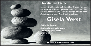 Traueranzeige von Gisela Verst von Odenwälder Echo