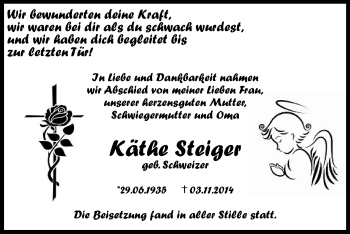 Traueranzeige von Käthe Steiger von Echo-Zeitungen (Gesamtausgabe)