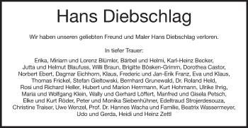 Traueranzeige von Hans Diebschlag von Echo-Zeitungen (Gesamtausgabe)