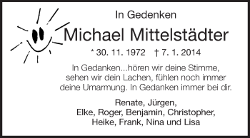 Traueranzeige von Michael Mittelstädter von Echo-Zeitungen (Gesamtausgabe)