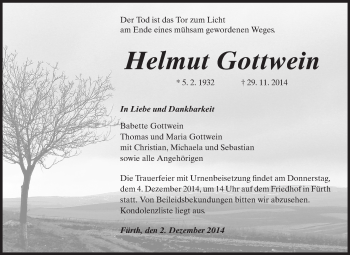 Traueranzeige von Helmut Gottwein von Starkenburger Echo