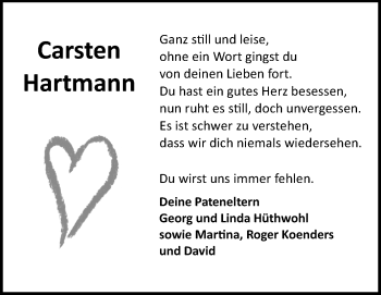 Traueranzeige von Carsten Hartmann von Odenwälder Echo
