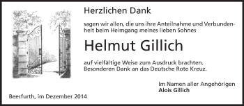 Traueranzeige von Helmut Gillich von Odenwälder Echo