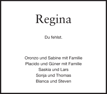 Traueranzeige von Regina  von Echo-Zeitungen (Gesamtausgabe)