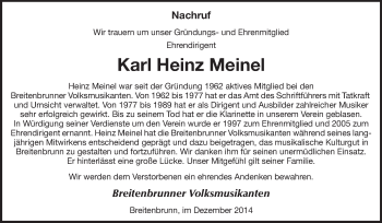 Traueranzeige von Karl Heinz Meinel von Odenwälder Echo