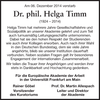 Traueranzeige von Helga Timm von Echo-Zeitungen (Gesamtausgabe)