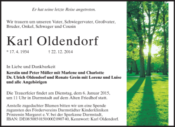 Traueranzeige von Karl Oldendorf von Echo-Zeitungen (Gesamtausgabe)