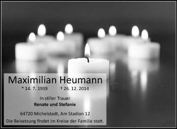 Traueranzeige von Maximilian Heumann von Odenwälder Echo