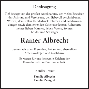 Traueranzeige von Rainer Albrecht von Rüsselsheimer Echo, Groß-Gerauer-Echo, Ried Echo