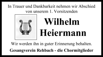 Traueranzeige von Wilhelm Heiermann von Odenwälder Echo