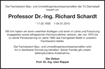 Traueranzeige von Richard Schardt von Echo-Zeitungen (Gesamtausgabe)