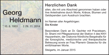 Traueranzeige von Georg Heldmann von Echo-Zeitungen (Gesamtausgabe)