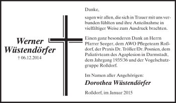 Traueranzeige von Werner Wüstendörfer von Echo-Zeitungen (Gesamtausgabe)