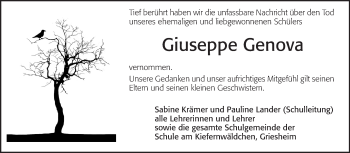 Traueranzeige von Giuseppe Genova von Echo-Zeitungen (Gesamtausgabe)