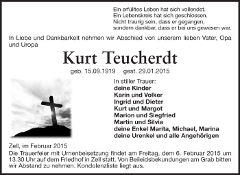 Traueranzeige von Kurt Teucherdt von Odenwälder Echo
