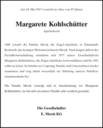Traueranzeige von Margarete Kohlschütter von Echo-Zeitungen (Gesamtausgabe)