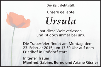 Traueranzeige von Ursula  von Echo-Zeitungen (Gesamtausgabe)