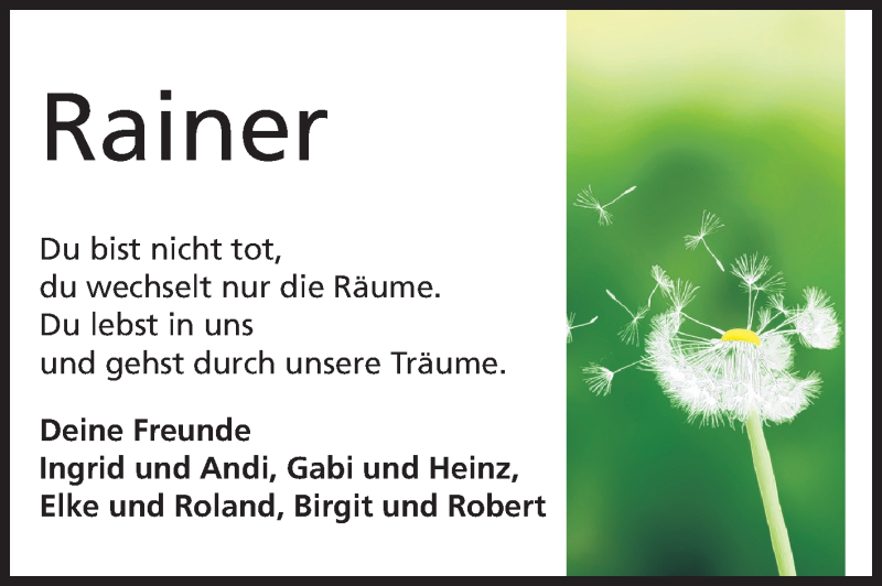  Traueranzeige für Rainer  vom 23.05.2015 aus Odenwälder Echo