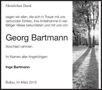 Traueranzeige von Georg Bartmann von Odenwälder Echo