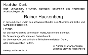 Traueranzeige von Rainer Hackenberg von Echo-Zeitungen (Gesamtausgabe)
