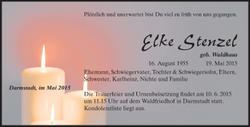 Traueranzeige von Elke Stenzel von Echo-Zeitungen (Gesamtausgabe)