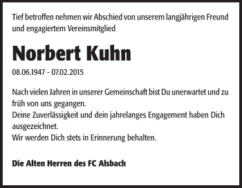Traueranzeige von Norbert Kuhn von Echo-Zeitungen (Gesamtausgabe)