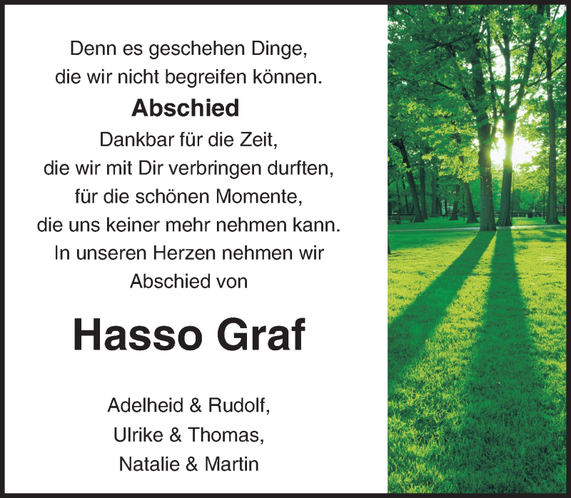  Traueranzeige für Hasso Graf vom 14.11.2015 aus trauer.echo-online.de