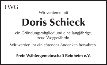 Traueranzeige von Doris Schieck von Echo-Zeitungen (Gesamtausgabe)