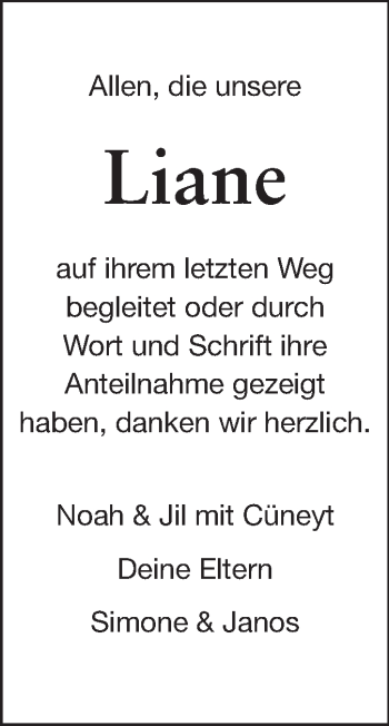 Traueranzeige von Liane  von Echo-Zeitungen (Gesamtausgabe)