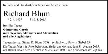 Traueranzeige von Richard Blum von trauer.echo-online.de