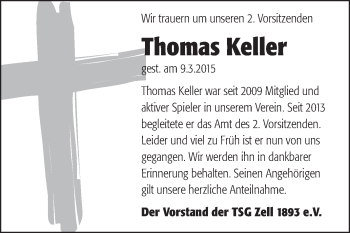 Traueranzeige von Thomas Keller von Odenwälder Echo
